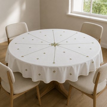 Handmade Tarz Fassi Round Tablecloth (180 cm) - Green