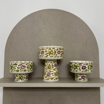 Handmade Floral Appetizer Bowls (Set of 3)