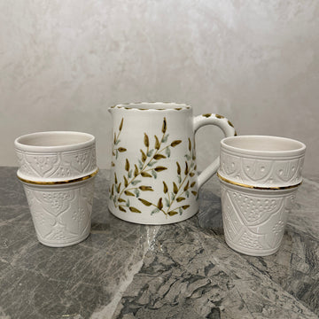 Handmade Jug Collection (Set of 3) - Green & White