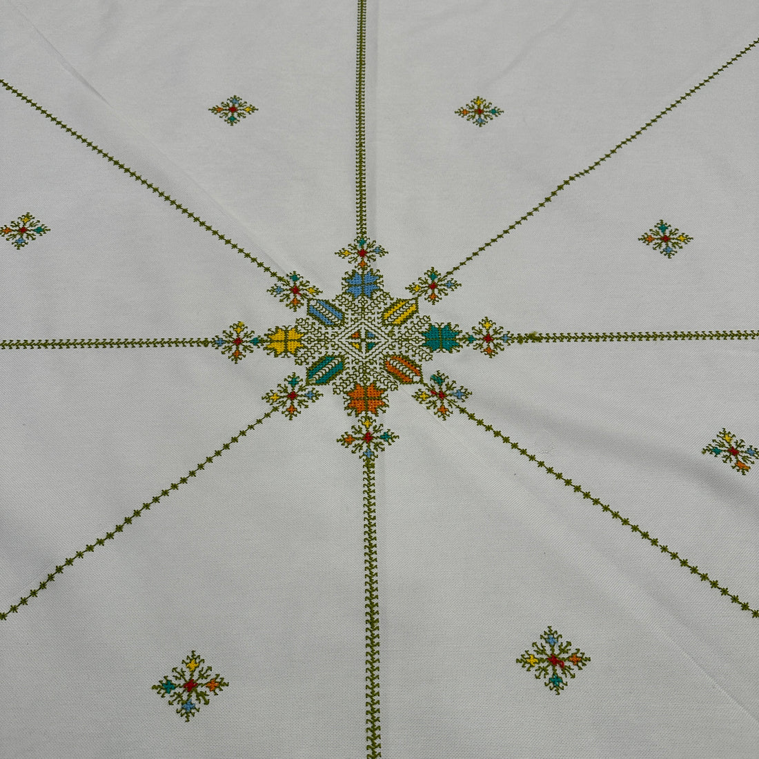 Handmade Tarz Fassi Round Tablecloth (180 cm) - Green