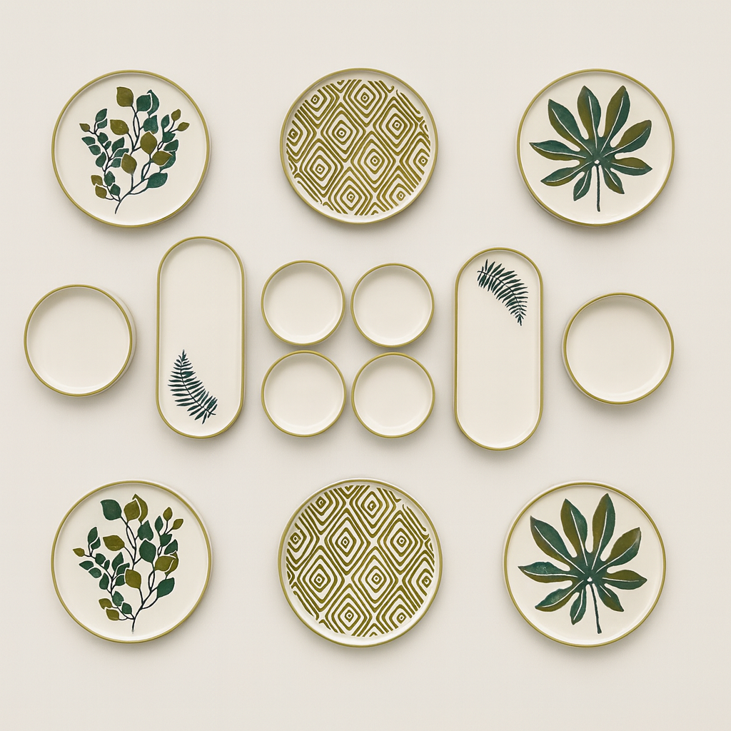Handmade Leaves Collection (Set of 14) - Blue & Green