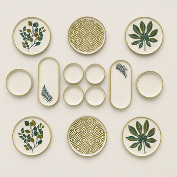 Handmade Leaves Collection (Set of 14) - Blue & Green