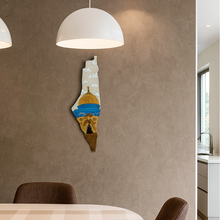 Large Hand-Painted Mirror (57 cm) - Dome on Palestine Map