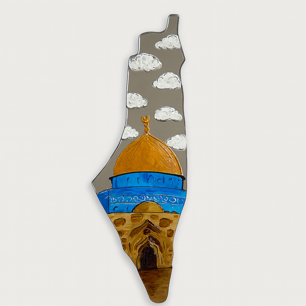 Large Hand-Painted Mirror (57 cm) - Dome on Palestine Map