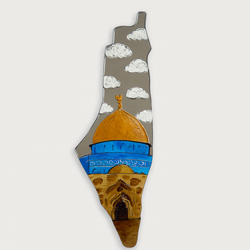 Large Hand-Painted Mirror (57 cm) - Dome on Palestine Map