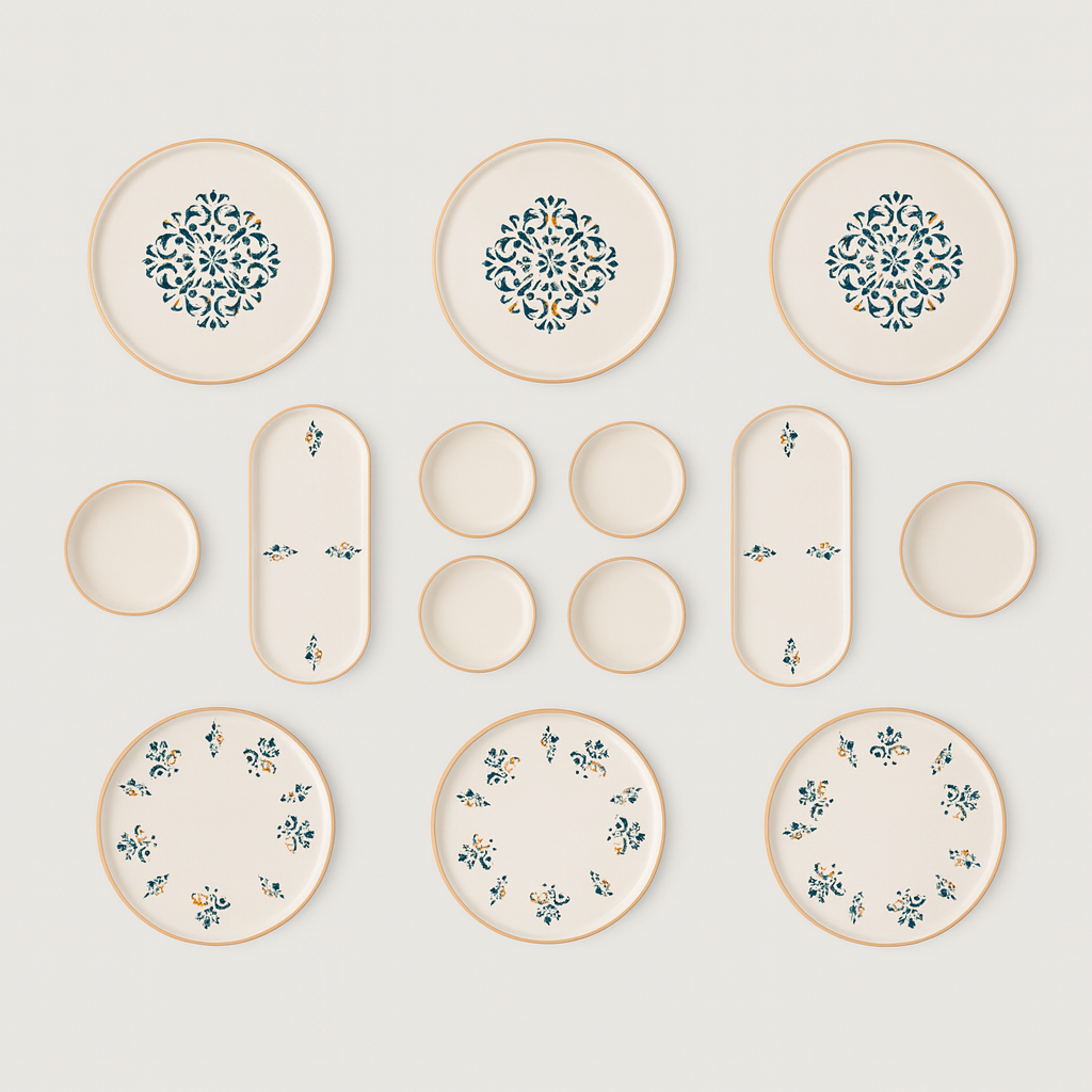 Handmade Motifs Collection (Set of 14) - Blue & Yellow