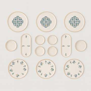 Handmade Motifs Collection (Set of 14) - Blue & Yellow