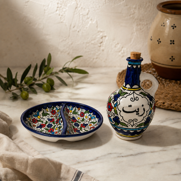 Olive Oil Jug and Dipping Bowl