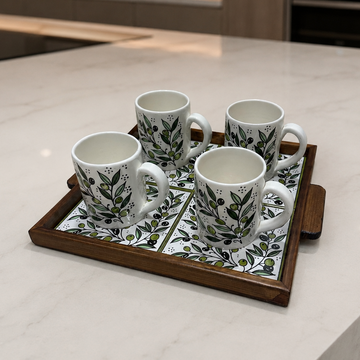 Olives Tray & 4 Mugs