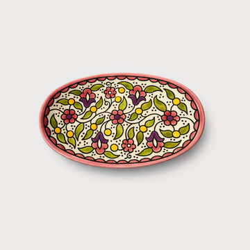 Floral Oval Plate (20 cm) - Pink Blush