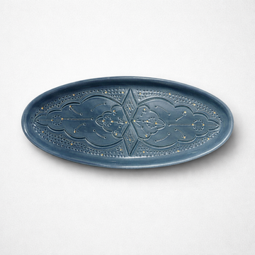 Beldi Oval Serving Plate (38 cm) - Stone Blue