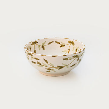 Leaves Soup Bowl (13 cm) - White & Mint Green