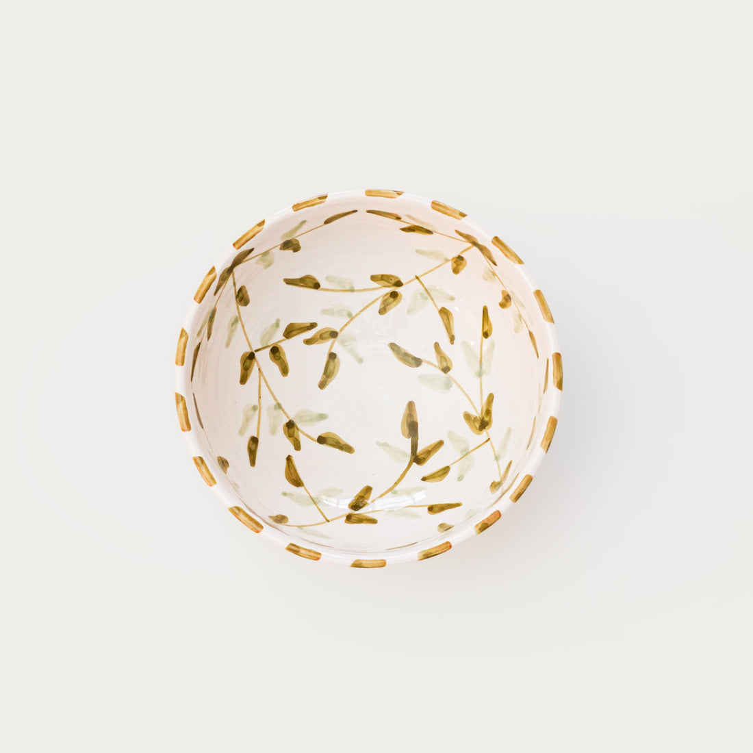 Leaves Soup Bowl (13 cm) - White & Mint Green