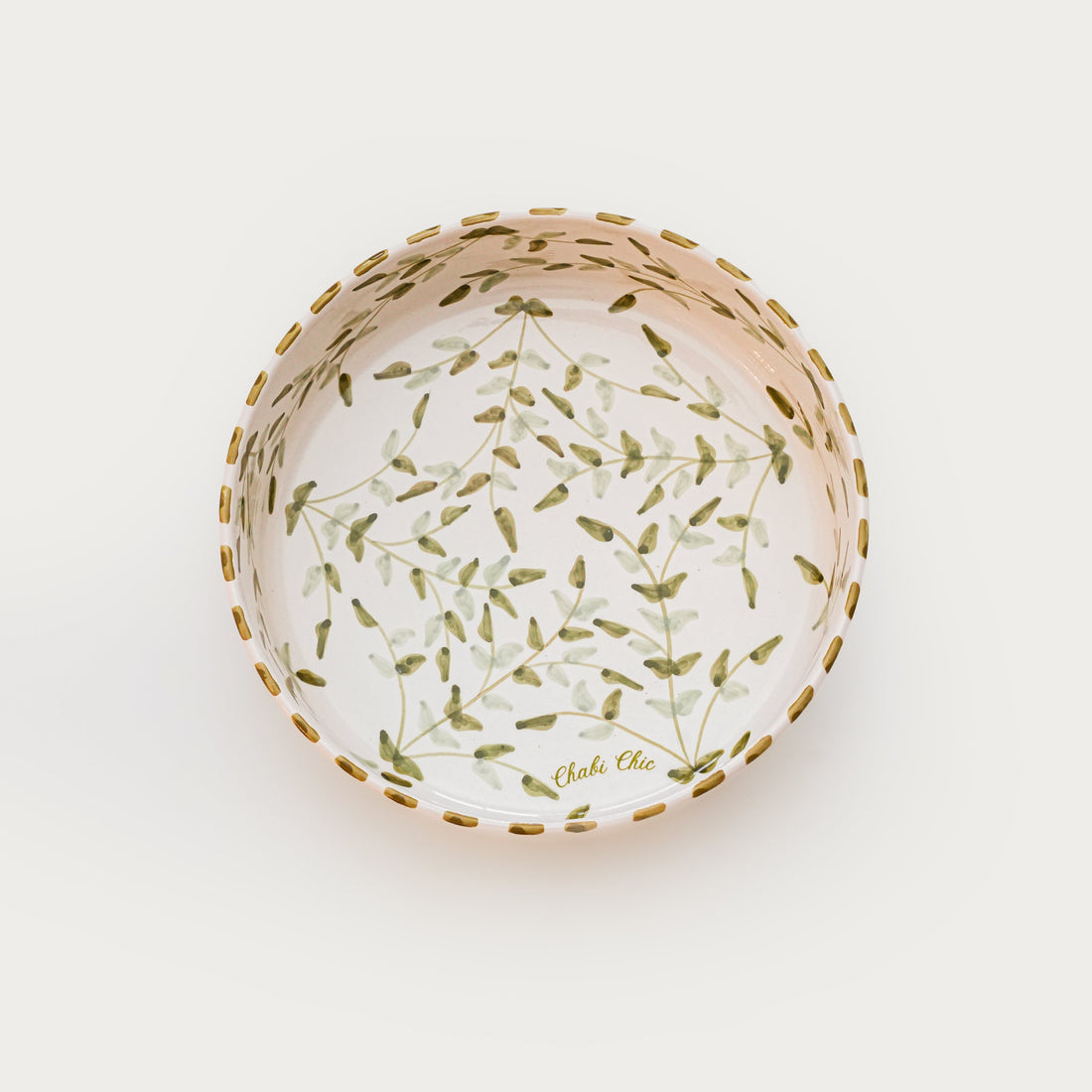 Leaves Flat Serving Bowl (18 or 24 cm) - White & Mint Green