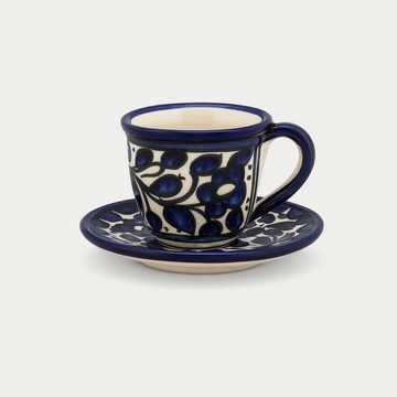 Floral Cup and Saucer (40 ml) - Blue