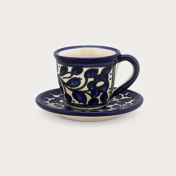 Floral Cup and Saucer (40 ml) - Blue