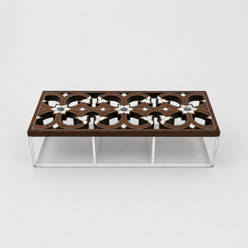 Large 3-Section Wood & Mother of Pearl Box (32 cm)
