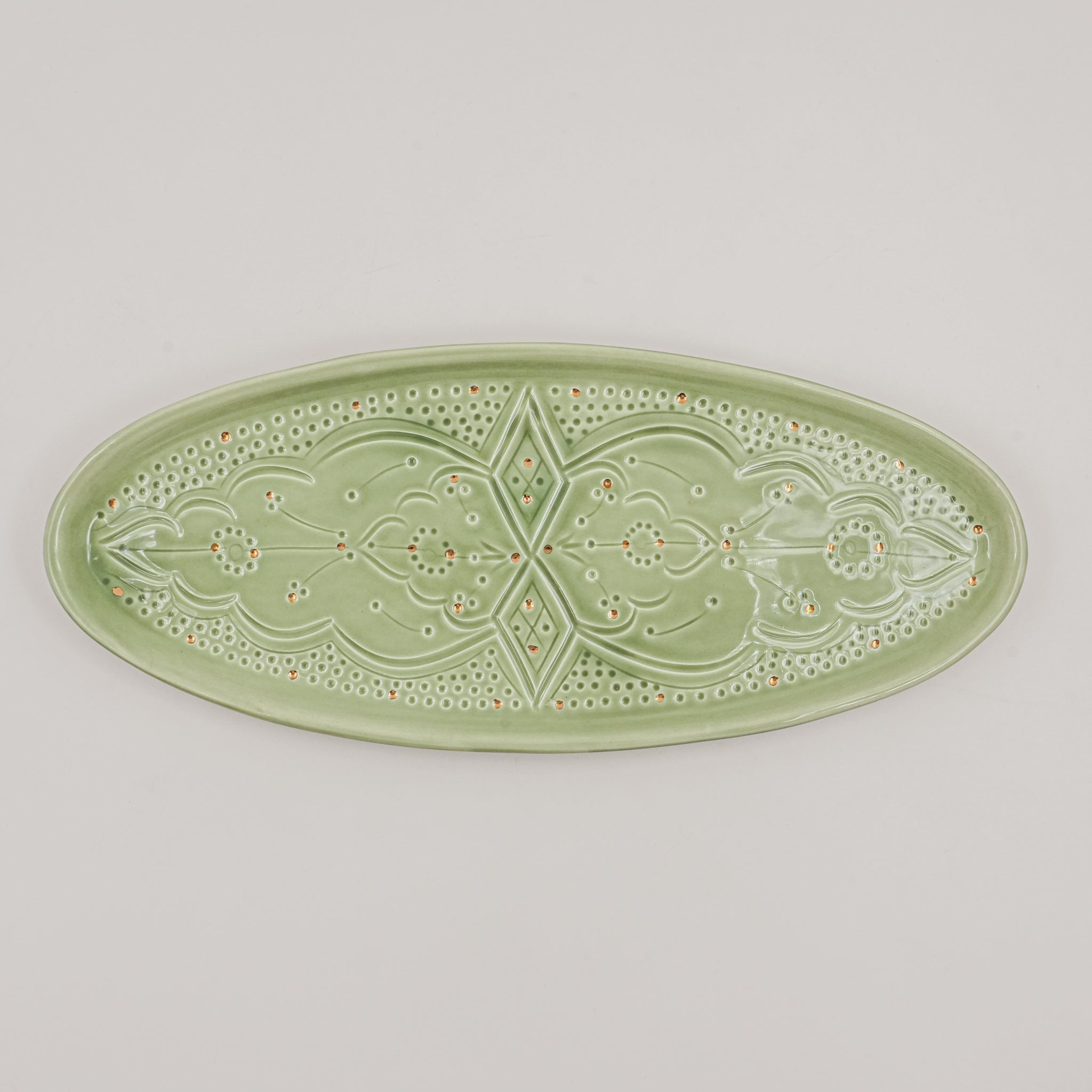 Large Beldi Oval Serving Plate (39 cm) - Mint Green
