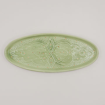 Large Beldi Oval Serving Plate (39 cm) - Mint Green
