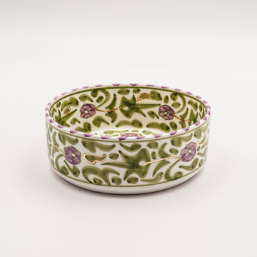 Floral Flat Serving Bowl (18 cm) - Mint Green