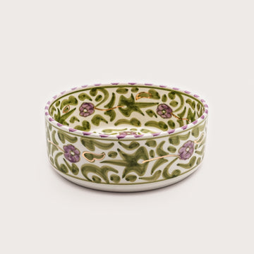 Floral Flat Serving Bowl (18 cm) - Mint Green