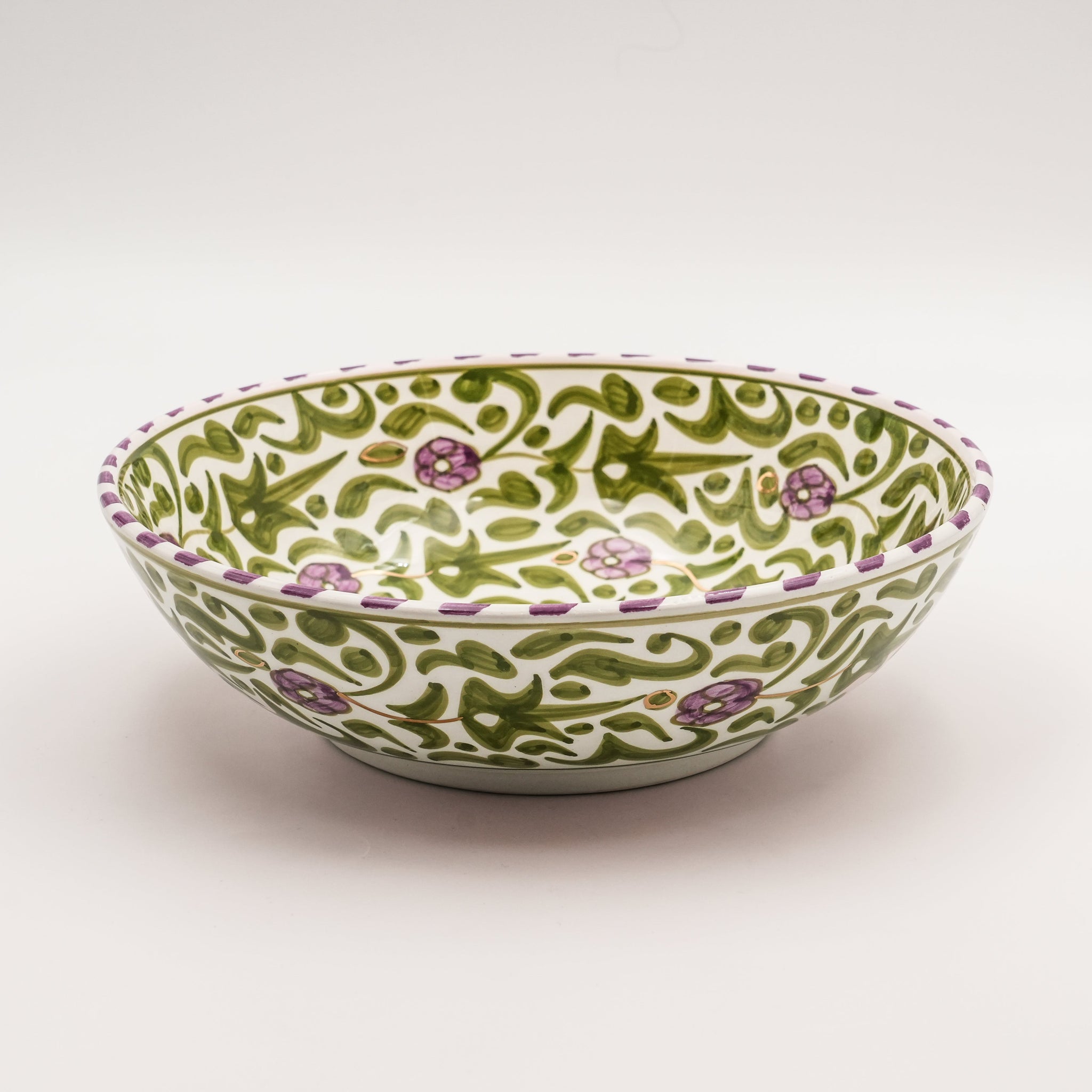 Large Floral Serving Bowl (26 cm) - Mint Green