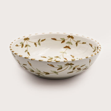 Leaves Serving Bowl (26 cm) - White & Mint Green
