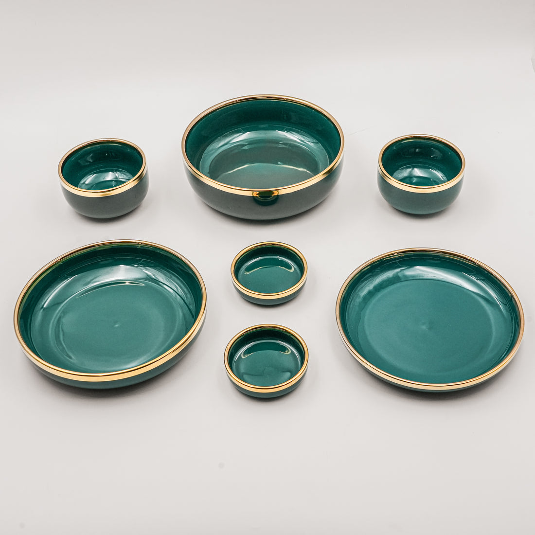 Classic Serving Bowls (Set of 7) - Emerald Green