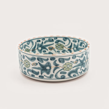 Floral Flat Serving Bowl (18 cm) - Stone Blue