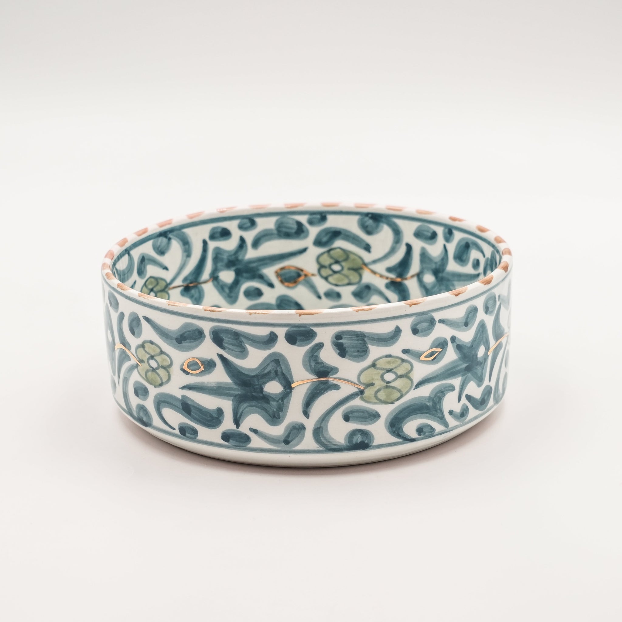Floral Flat Serving Bowl (18 cm) - Stone Blue