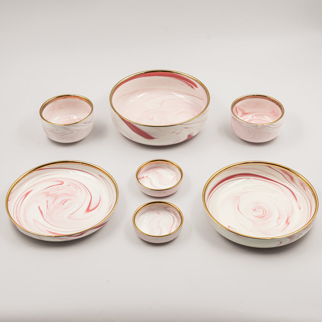 Swirl Serving Bowls (Set of 7) - Pink Blush