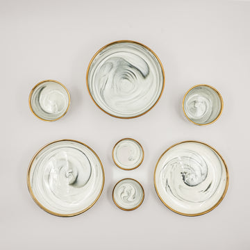 Swirl Serving Bowls (Set of 7) - Stone Grey