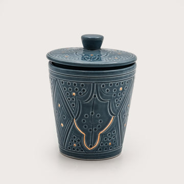 Large Stone Blue Beldi Candle (100 Hours Burn Time) - Royal Santal Scent