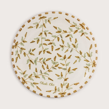 Medium / Large Leaves Plate (20 or 26 cm) - White & Mint Green