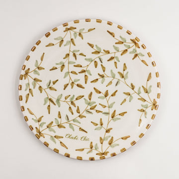 Large Floral Plate (26 cm) - White & Mint Green