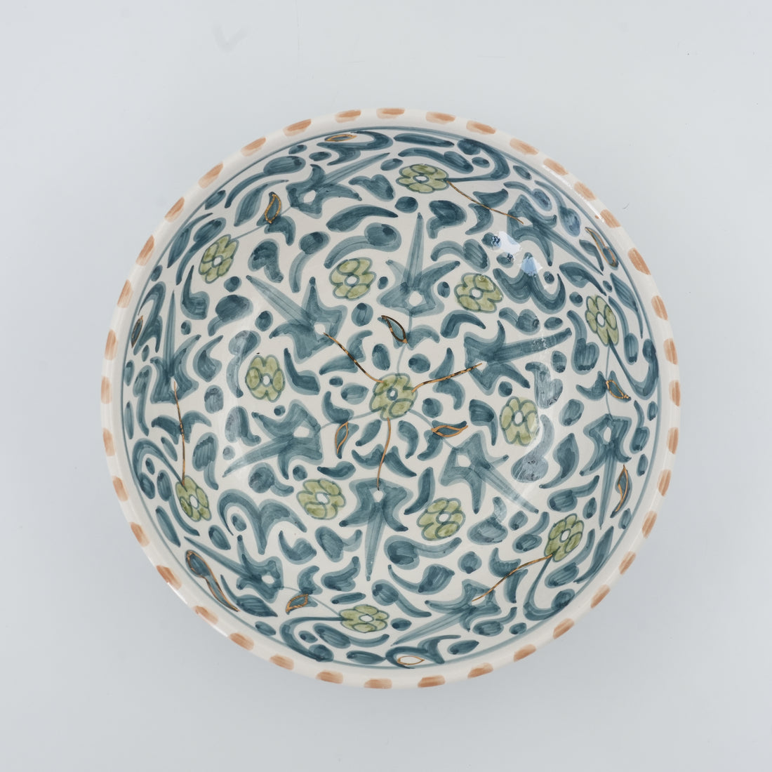 وعاء تقديم مزخرف بالزهور (26 سم) - أزرق حجري