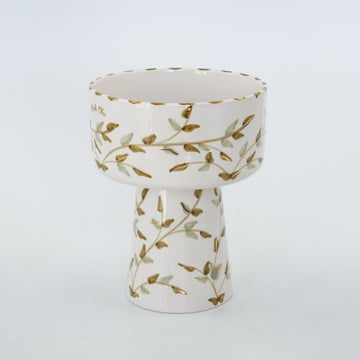 Large Leaves Appetizer Bowl - White & Mint Green