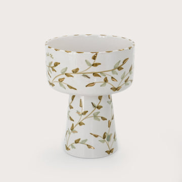Large Leaves Appetizer Bowl - White & Mint Green