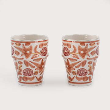 Large Floral Cups (280 ml) (Set of 2) - Pink Blush