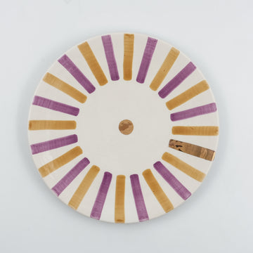 Large Striped Plate (26 cm) - Purple & Beige