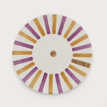 Large Striped Plate (26 cm) - Purple & Beige