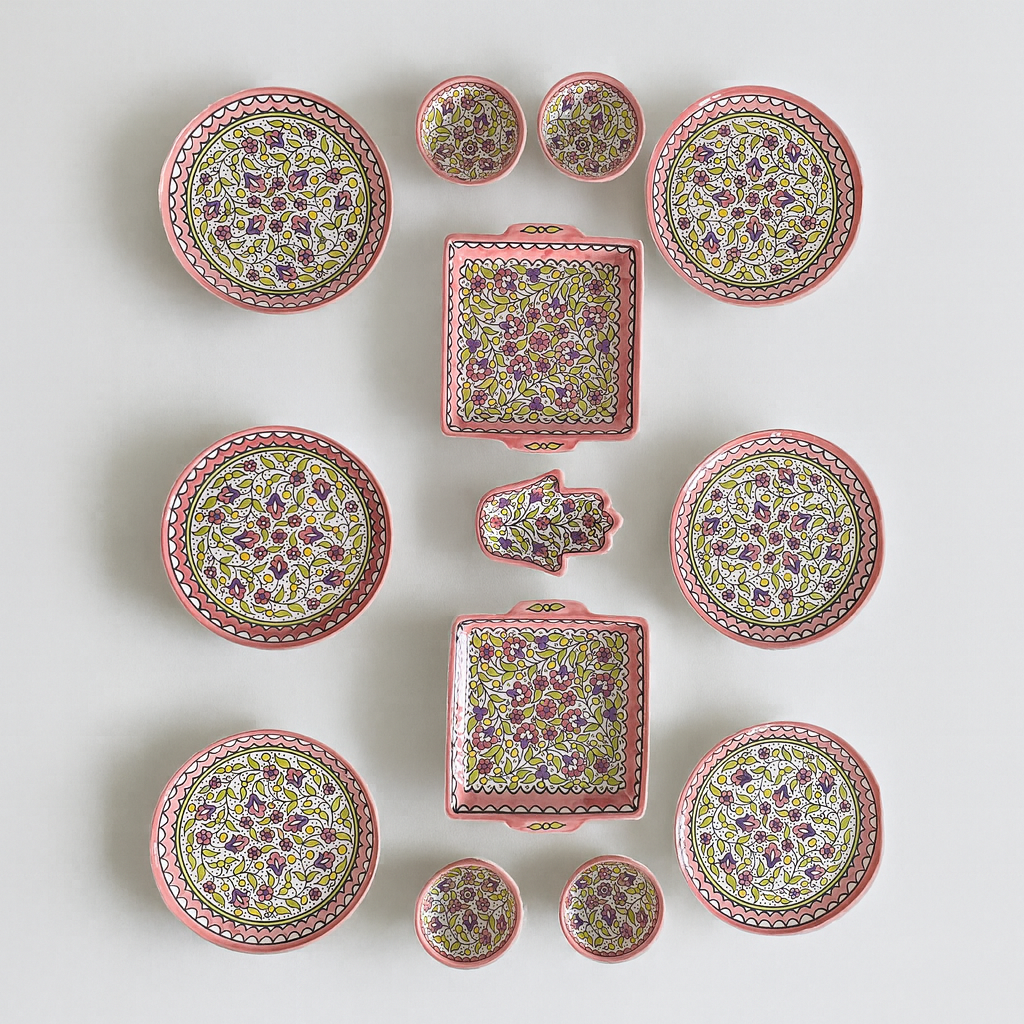 6-Person Floral Collection (Set of 13) - Pink Blush