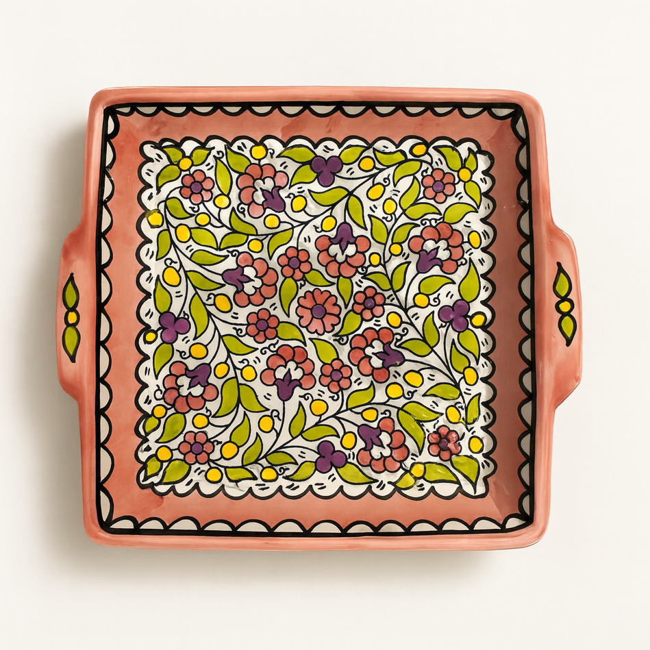 Medium Floral Serving Plate (23 cm) - Pink Blush