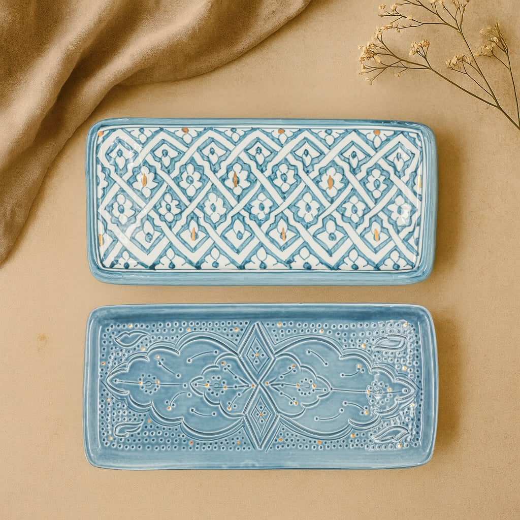 Large Beldi Serving Plates (34 cm) (Set of 2) - Stone Blue