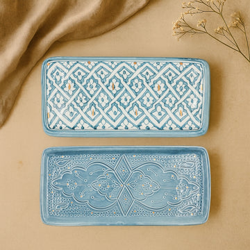 Large Beldi Serving Plates (34 cm) (Set of 2) - Stone Blue