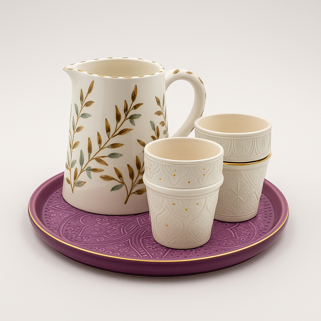 Handmade Jug Collection (Set of 4) - Purple & White