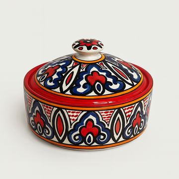 Large Serving Bowl with Lid - Red