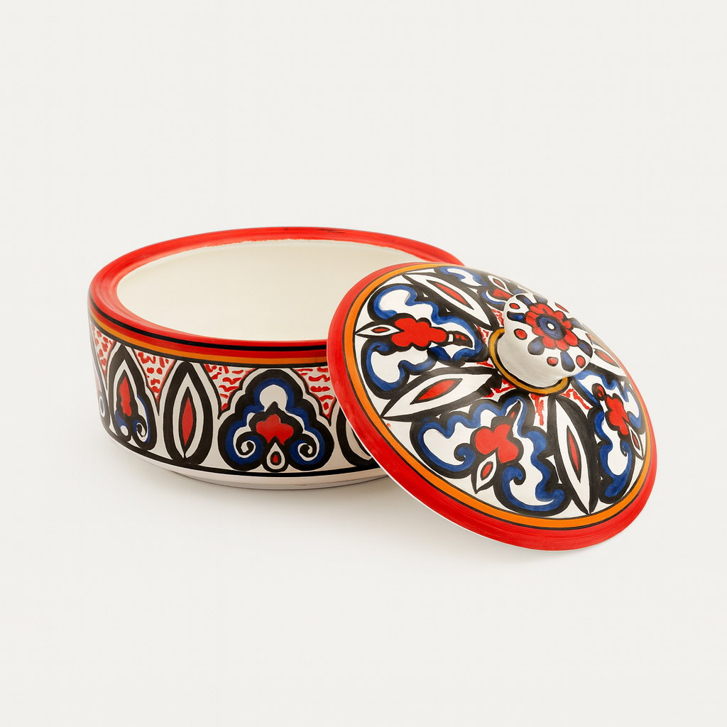 Large Serving Bowl with Lid - Red