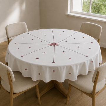 Handmade Tarz Fassi Round Tablecloth (180 cm) - Red