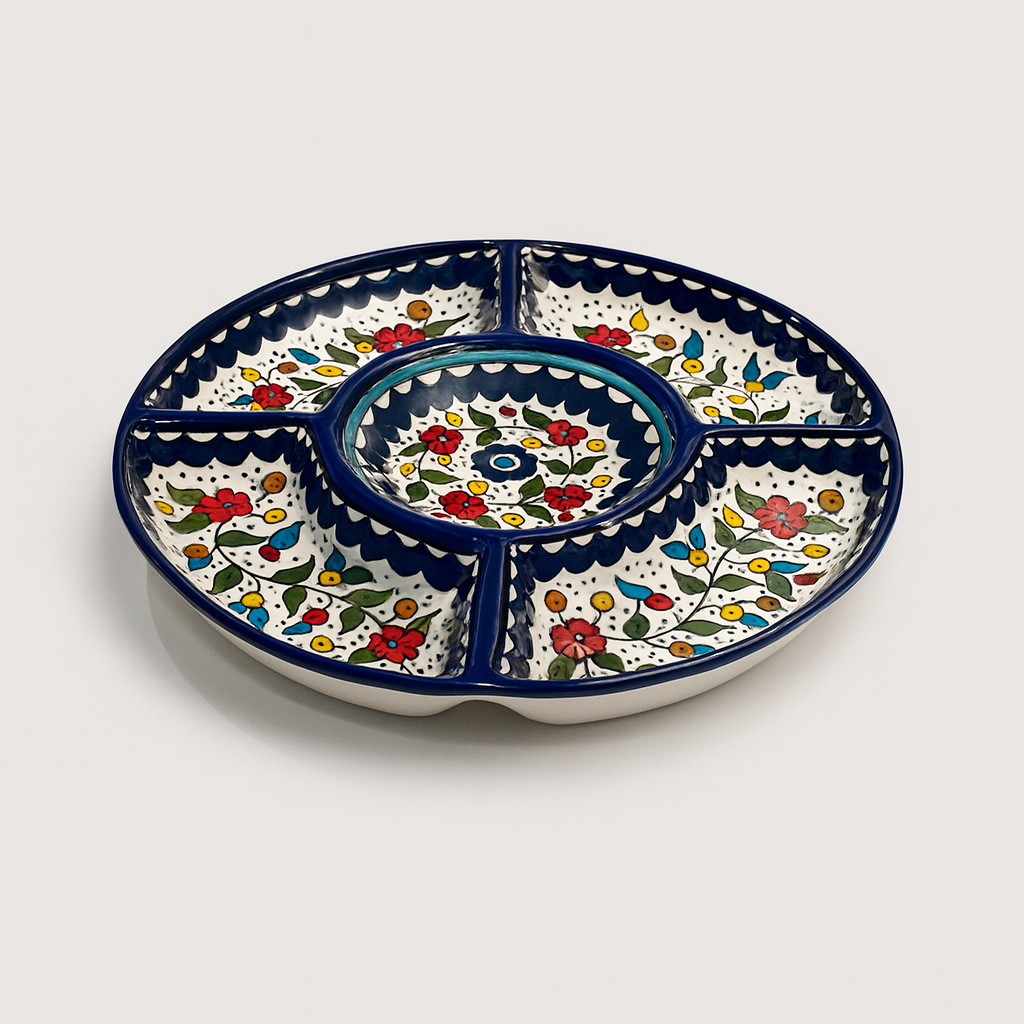 5-Section Floral Serving Platter (30 cm) - Multi-Color